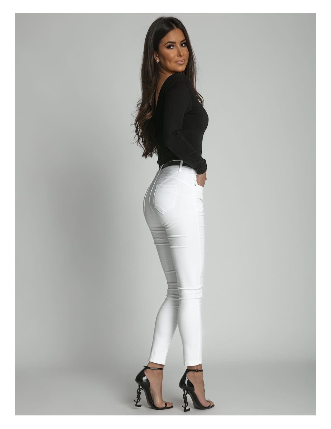 White denim pants with holes on the knees 3918 - Online store - Boutique